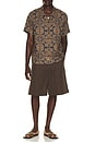 view 3 of 5 CHEMISE PABLO  in Brown & Navy Geo Fan Print