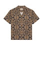 view 4 of 5 CHEMISE PABLO  in Brown & Navy Geo Fan Print