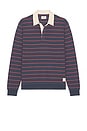 view 5 of 4 Sueded Rugby Polo in Navy & Red Stripe