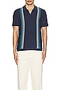 view 3 of 3 Resort Deep V Sweater Polo in Navy Blue Stripe