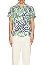 view 3 of 3 Resort Short Sleeve Tencel Linen Resort Shirt in Blue & Green Splash Print