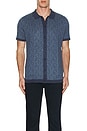 view 4 of 4 Jacquard Short Sleeve Sweater in Blue geo jacquard