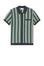 view 1 of 3 Vertical Stripe Button Down Shirt in Green & Navy Stripe