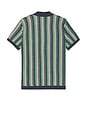 view 2 of 3 Vertical Stripe Button Down Shirt in Green & Navy Stripe