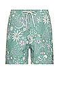 view 1 of 3 4 Way Stretch Swim Trunk in Green Floral Print