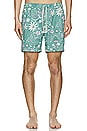 view 3 of 3 4 Way Stretch Swim Trunk in Green Floral Print