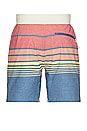 view 2 of 3 4 Way Stretch Board Short in Blue & Warm Sunset Stripe