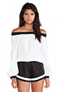 view 1 of 4 Afar Off The Shoulder Top in White & Black