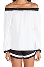 view 4 of 4 Afar Off The Shoulder Top in White & Black