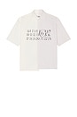 view 1 of 5 Button Down Numbers Shirt in Off White Stripes, White, & Beige