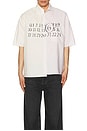 view 4 of 5 Button Down Numbers Shirt in Off White Stripes, White, & Beige