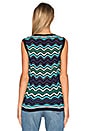 view 3 of 4 V Neck Zig Zag Sweater Vest in Turquoise