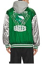view 1 of 6 NFL Eagles Diamond Fusion Vintage Logo Button Front Jacket in Celtics Green