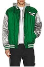 view 2 of 6 NFL Eagles Diamond Fusion Vintage Logo Button Front Jacket in Celtics Green