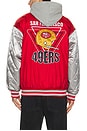 view 1 of 6 NFL 49ers Diamond Fusion Vintage Logo Button Front Jacket in Scarlet