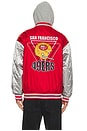 view 3 of 6 NFL 49ers Diamond Fusion Vintage Logo Button Front Jacket in Scarlet