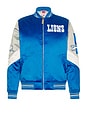 view 2 of 6 NFL Lions Throw It Back Heavyweight Satin Jacket in Detroit Blue