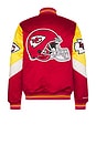 view 1 of 6 NFL Chiefs Throw It Back Heavyweight Satin Jacket in Scarlet