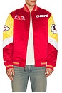view 5 of 6 NFL Chiefs Throw It Back Heavyweight Satin Jacket in Scarlet