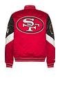 view 1 of 6 NFL 49Ers Throw It Back Heavyweight Satin Jacket in Scarlet
