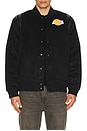 view 1 of 6 NBA Lakers Walk The Tunnel Vintage Logo Varsity Jacket in Black