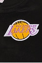 view 6 of 6 NBA Lakers Walk The Tunnel Vintage Logo Varsity Jacket in Black