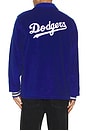 view 1 of 5 MLB Dodgers Off The Bus Vintage Logo Corduroy Coaches Jacket in Royal