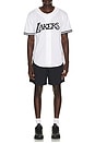 view 3 of 5 NBA Los Angeles Lakers Monochrome Mesh Shirt in White
