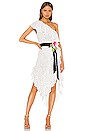 view 1 of 3 One Shoulder Dress in White With Black Polka Dot