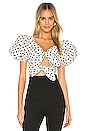 view 1 of 4 Double Bow Top in White & Black Polka Dots