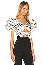view 2 of 4 Double Bow Top in White & Black Polka Dots
