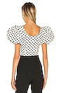 view 3 of 4 Double Bow Top in White & Black Polka Dots