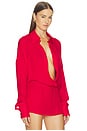 view 2 of 4 Drape Front Silk Blouse in Red