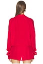 view 4 of 4 Drape Front Silk Blouse in Red