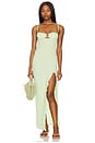 view 1 of 4 Petal Long Slip Dress in Avocado Floral Texture