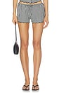 view 1 of 6 Scalloped Low Rise Drawstring Short in Black & White Gingham