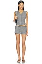 view 5 of 6 Scalloped Low Rise Drawstring Short in Black & White Gingham