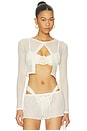 view 1 of 4 Button-down Cardi in Bone Crochet