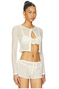 view 2 of 4 Button-down Cardi in Bone Crochet