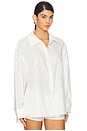 view 3 of 5 Long Sleeve Button Down Top in Cream & Raspberry
