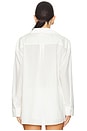 view 4 of 5 Long Sleeve Button Down Top in Cream & Raspberry