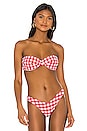 view 2 of 6 Bustier Bikini Top in Red Gingham