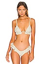 view 1 of 5 Ruffle Triangle Bikini Top in Jade Floral