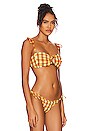 view 3 of 5 Tori Ties Bandeau Bikini top in Neon Plaid