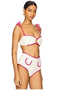 view 2 of 4 Tori Ties Bandeau Bikini Top in Cream & Raspberry