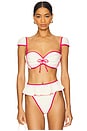 view 1 of 4 Cabana Bows Bikini Top in Cream & Raspberry