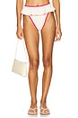 view 1 of 4 Tamarindo Ruffle Bikini Bottom in Cream & Raspberry