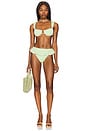 view 4 of 4 Tamarindo Ruffle Bikini Bottom in Avocado Floral Texture