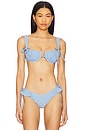 view 1 of 5 Petal Bikini Top in Peri Micro Gingham