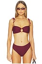view 1 of 5 Tori Bandeau Bikini Top in Maroon Crochet